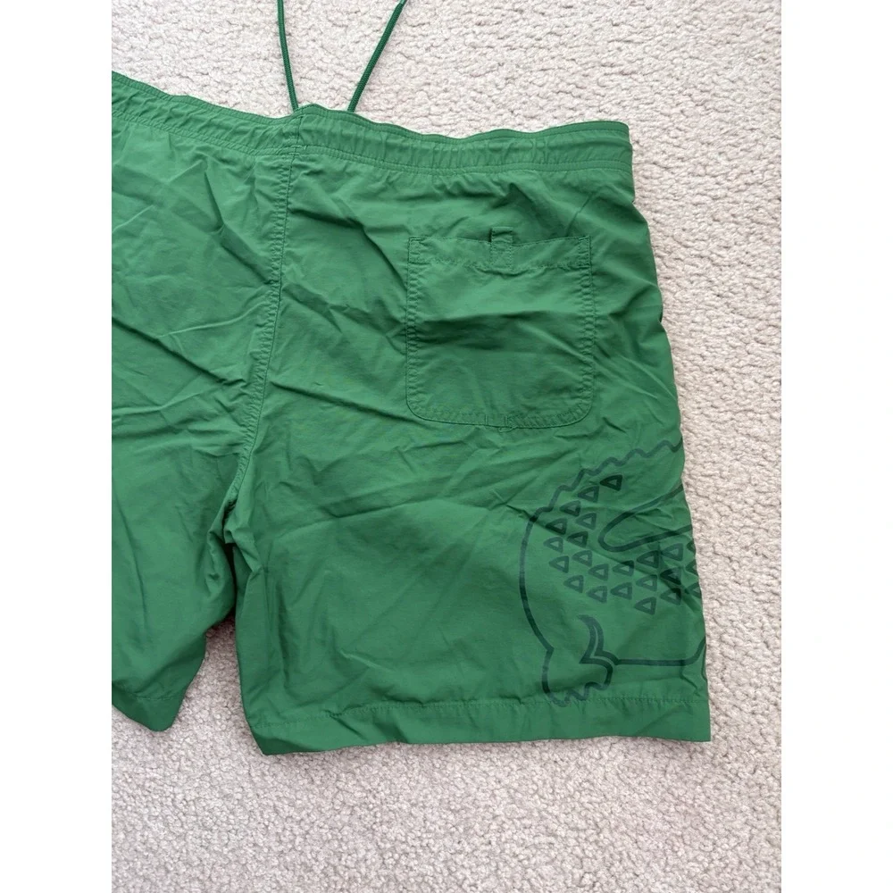 Lacoste Swim Trunks XL Green Big Croc Print Lined Beach Summer